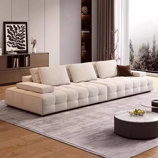 Popular Solid Wood Sofa for Small and Medium-Sized Apartments Simple and Modern Living Room Straight Sofa Set