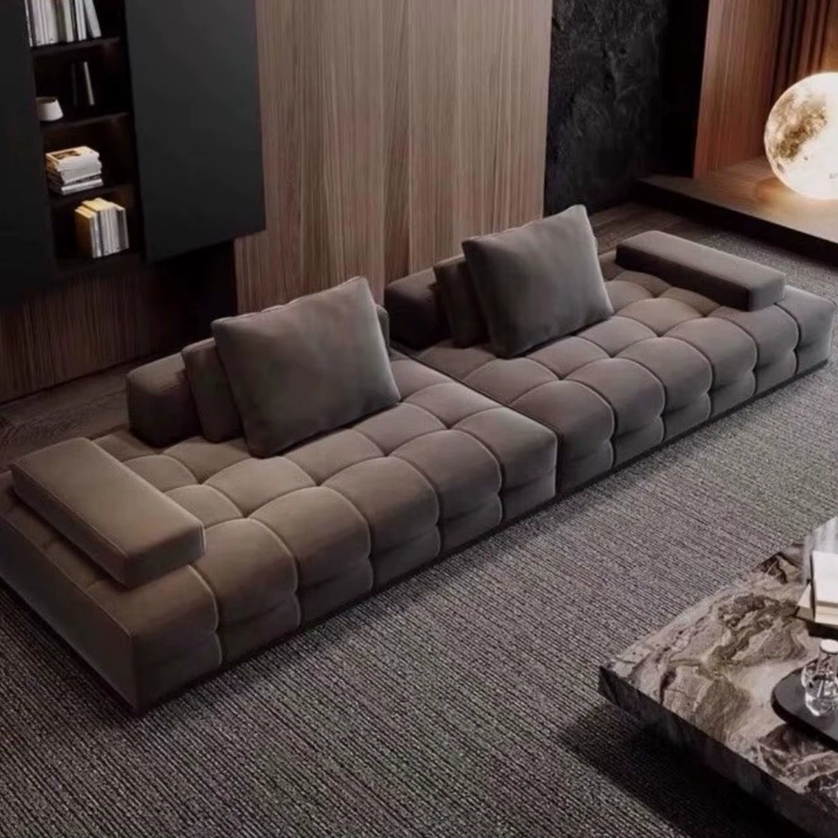 Popular Solid Wood Sofa for Small and Medium-Sized Apartments Simple and Modern Living Room Straight Sofa Set