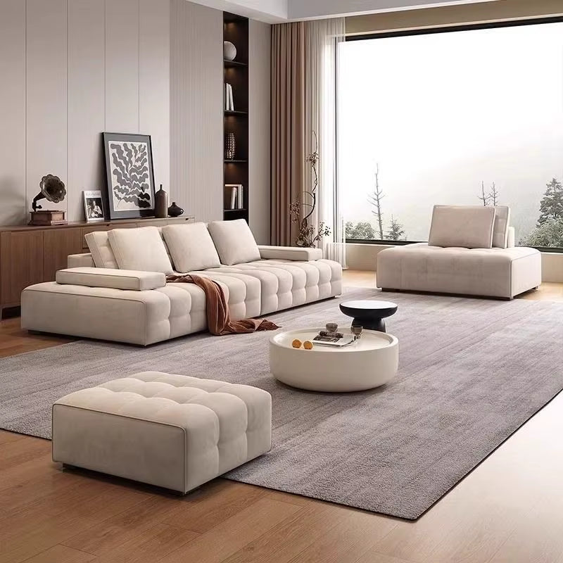 Popular Solid Wood Sofa for Small and Medium-Sized Apartments Simple and Modern Living Room Straight Sofa Set