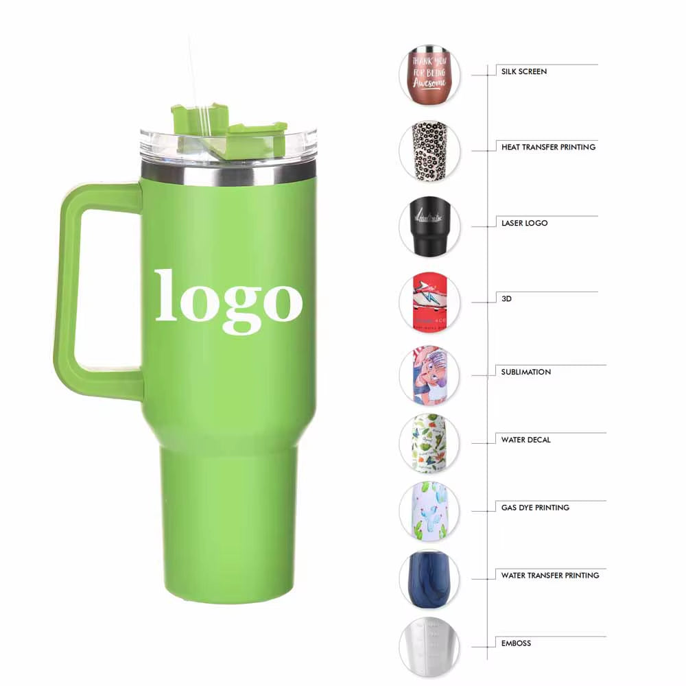 Custom Gilded Copper 40 Oz Double Wall Vacuum Insulated Thermal Mug Stainless Steel 40Oz Tumbler with Handle Straw Lid