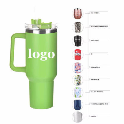Custom Gilded Copper 40 Oz Double Wall Vacuum Insulated Thermal Mug Stainless Steel 40Oz Tumbler with Handle Straw Lid
