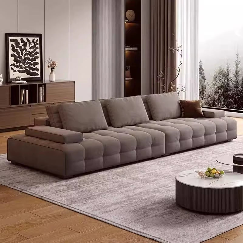 Popular Solid Wood Sofa for Small and Medium-Sized Apartments Simple and Modern Living Room Straight Sofa Set